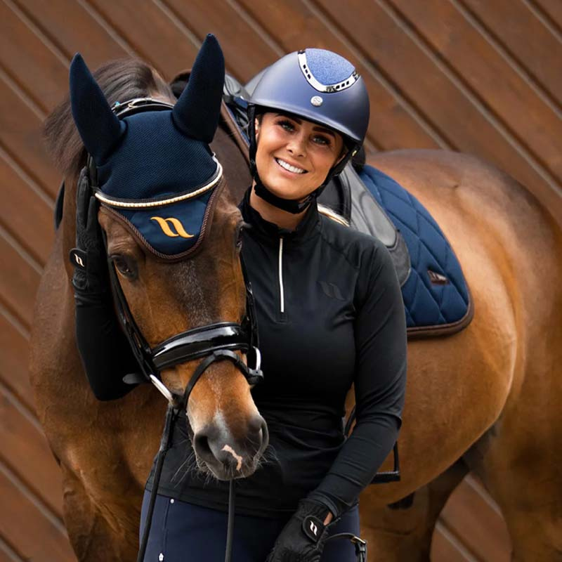 Reithelm EQ3 Pardus mit Schraube Smooth Top Glitzer Marineblau Sand