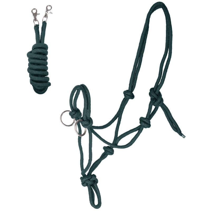 Knotenhalfter mit Zügeln Knotted Grün
