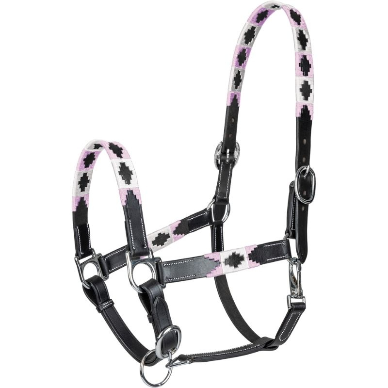 Lederhalfter Polo X-Line Schwarz/Rosa