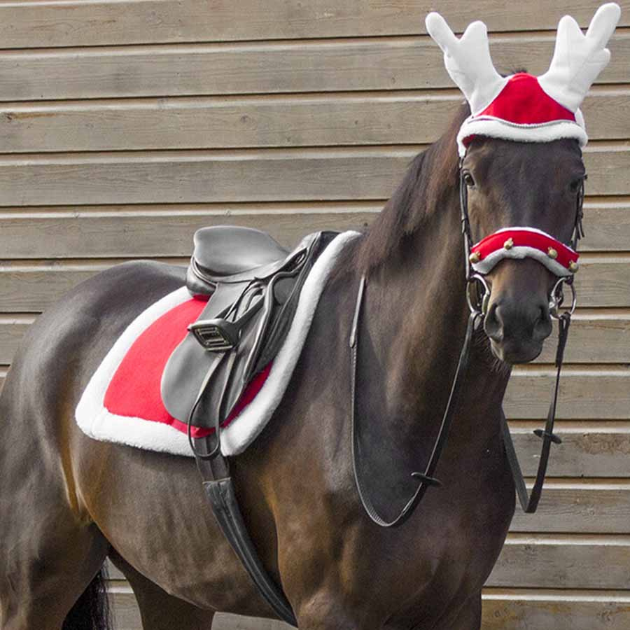 Fliegenhaube Weihnachten Rentier Horn Rot/Weiß