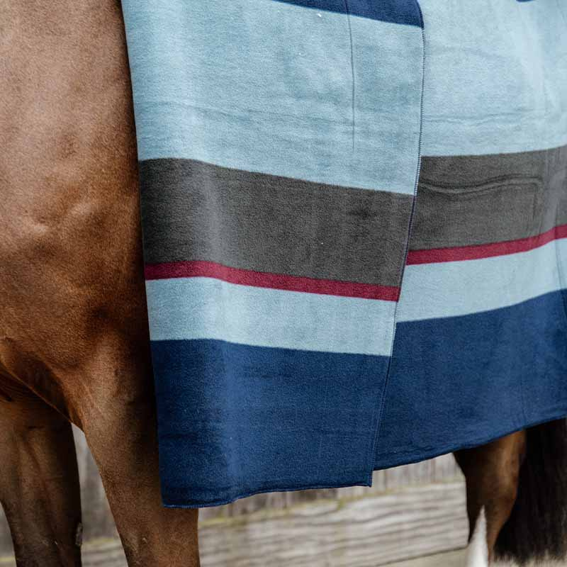 Fleece-Decke Heavy Square Streifen Marineblau