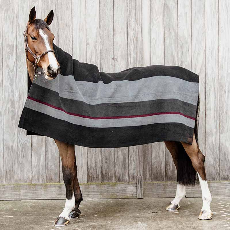 Fleece-Decke Heavy Square Streifen Schwarz