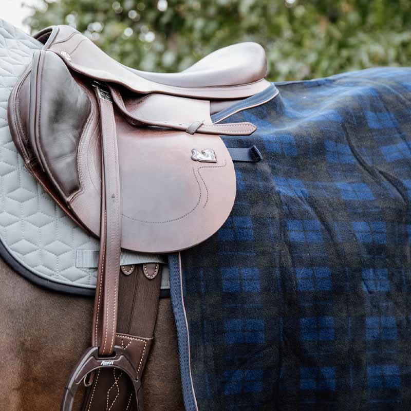 Nierendecke Heavy Fleece Check Printing Marineblau/Schwarz