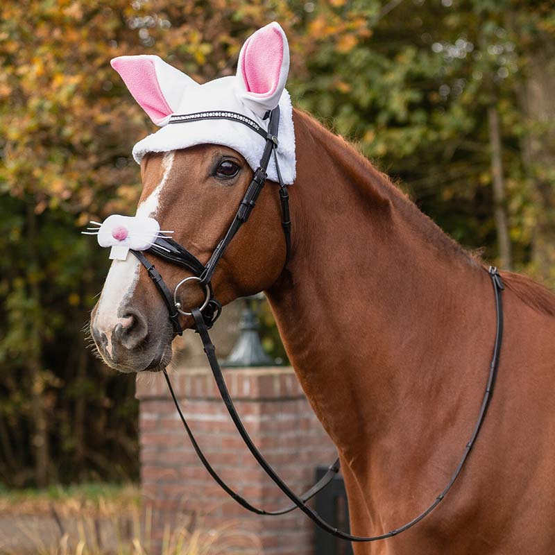 Haube Kaninohren Weiß/Rosa