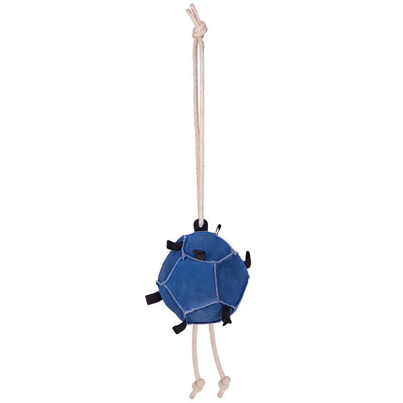 Pferdespielzeug Ball Loop aus Leder Blau