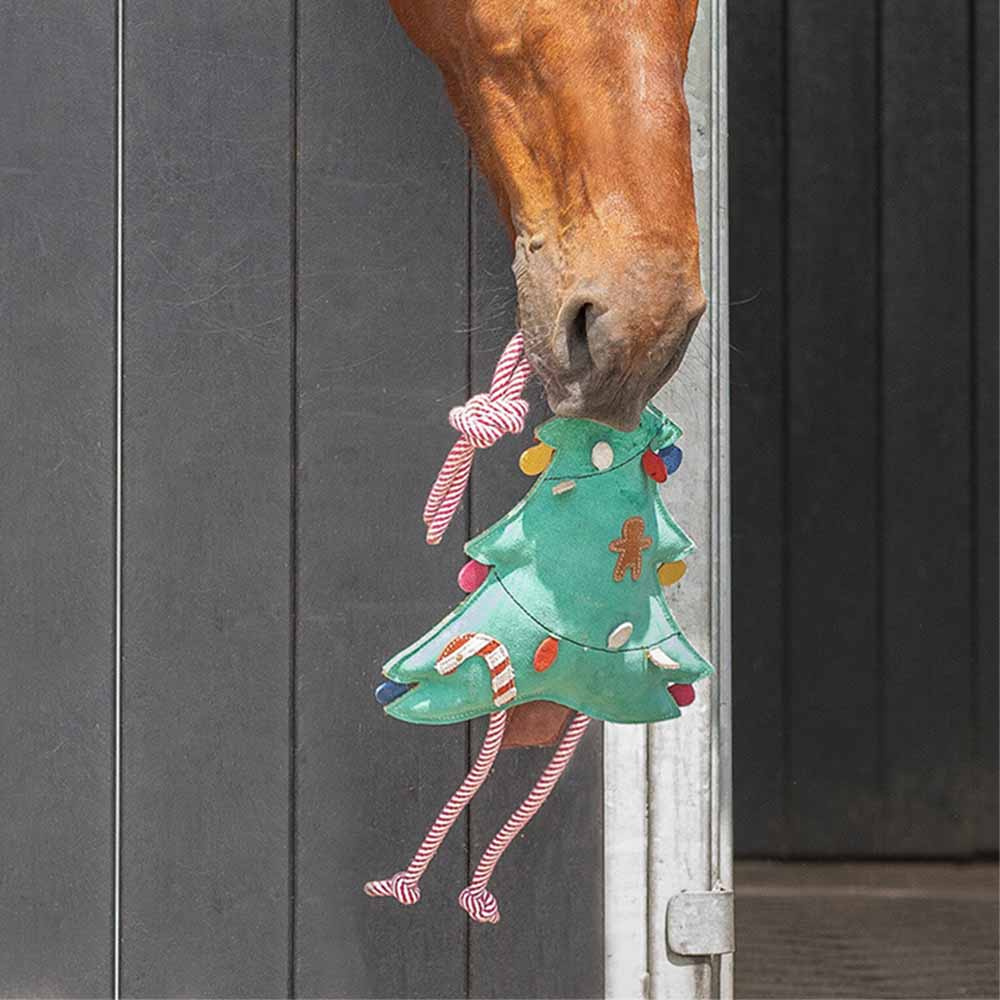 Pferdespielzeug Weihnachtsbaum in Wildleder Grün