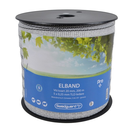Elektroband 20mm Weiß/Schwarz 200m