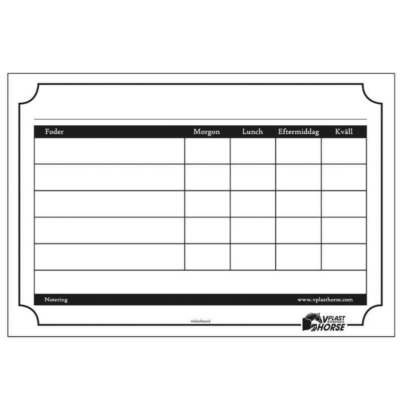 Futterplan-Tafel 20x29cm Weiß