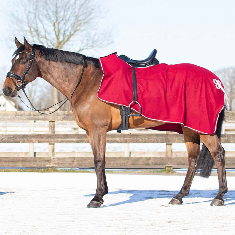 Ausreitdecke Ornament Fleece Bordeaux/Silber