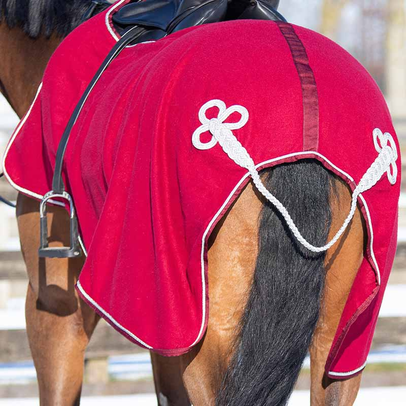 Ausreitdecke Ornament Fleece Bordeaux/Silber