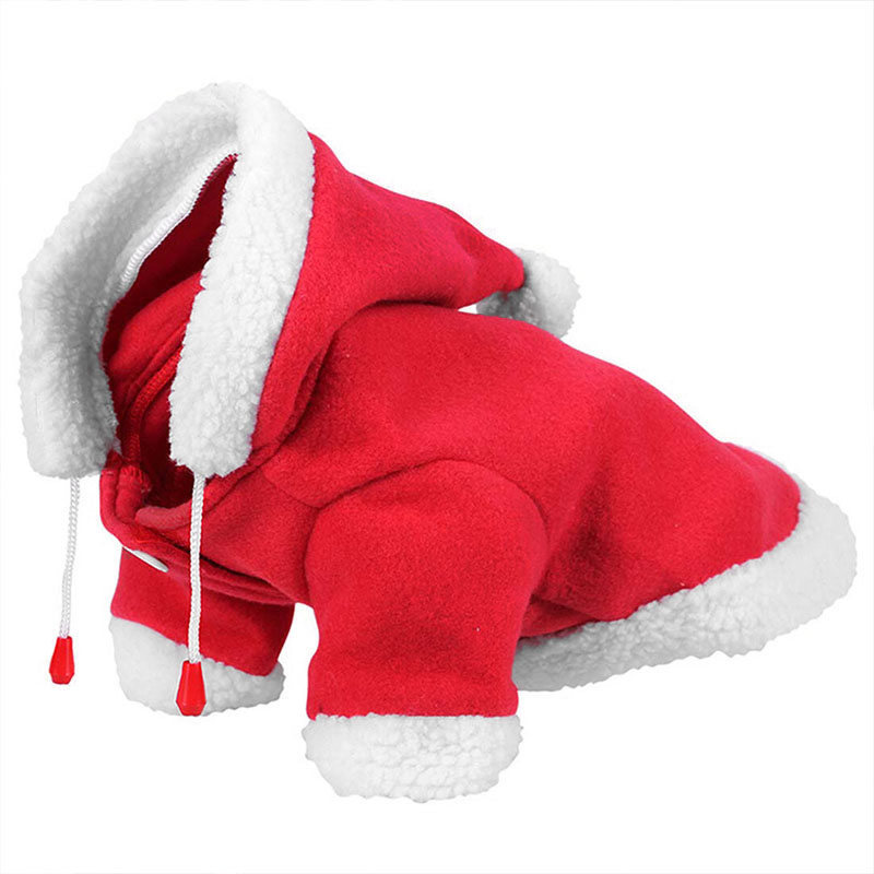 Hundepullover Weihnachten mit Kapuze Rot/Weiß