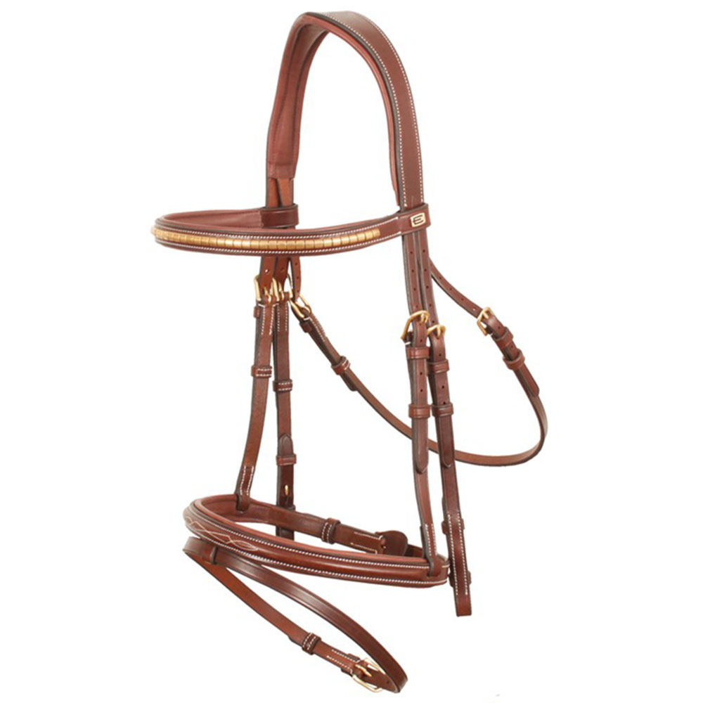 Trense Thamar E-Logo Klinker Braun/Messing