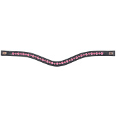 Stirnband E-Logo & Rosa/Rosa Kristalle Schwarz/Messing Stirnband E-Logo & Rosa/Rosa Kristalle Schwarz/Messing