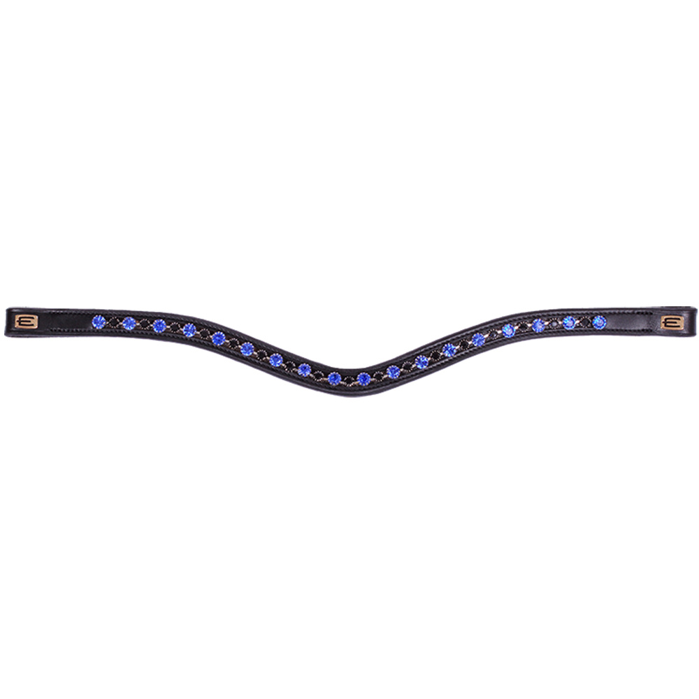 Stirnband E-Logo & Blau/Schwarz Kristalle Schwarz/Messing