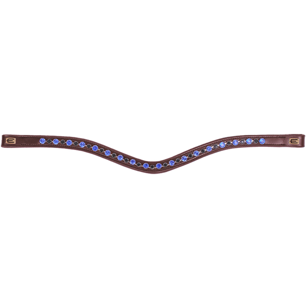 Stirnband E-Logo & Blau/Schwarz Kristalle Braun/Messing