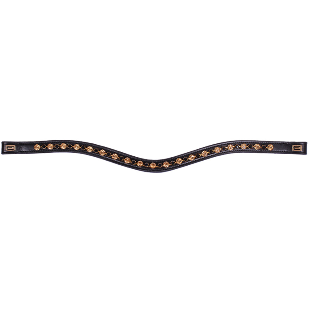 Stirnband E-Logo & Gold/Schwarz Kristalle Schwarz/Messing