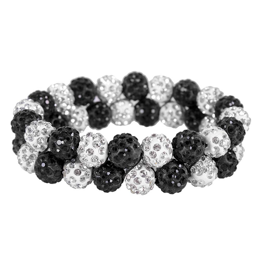 Scrunchie Glanz Rhinestone Weiß/Schwarz