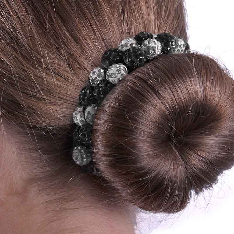 Scrunchie Glanz Rhinestone Weiß/Schwarz