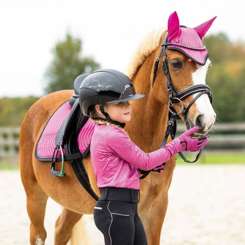 Winter-Reitleggings Kinder/Junior Isalyn Full Grip Schwarz