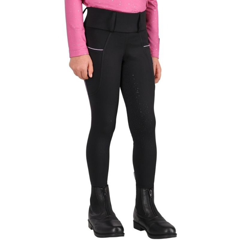 Winter-Reitleggings Kinder/Junior Isalyn Full Grip Schwarz
