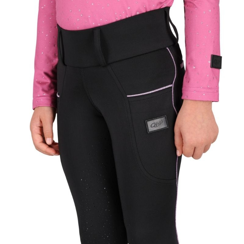 Winter-Reitleggings Kinder/Junior Isalyn Full Grip Schwarz