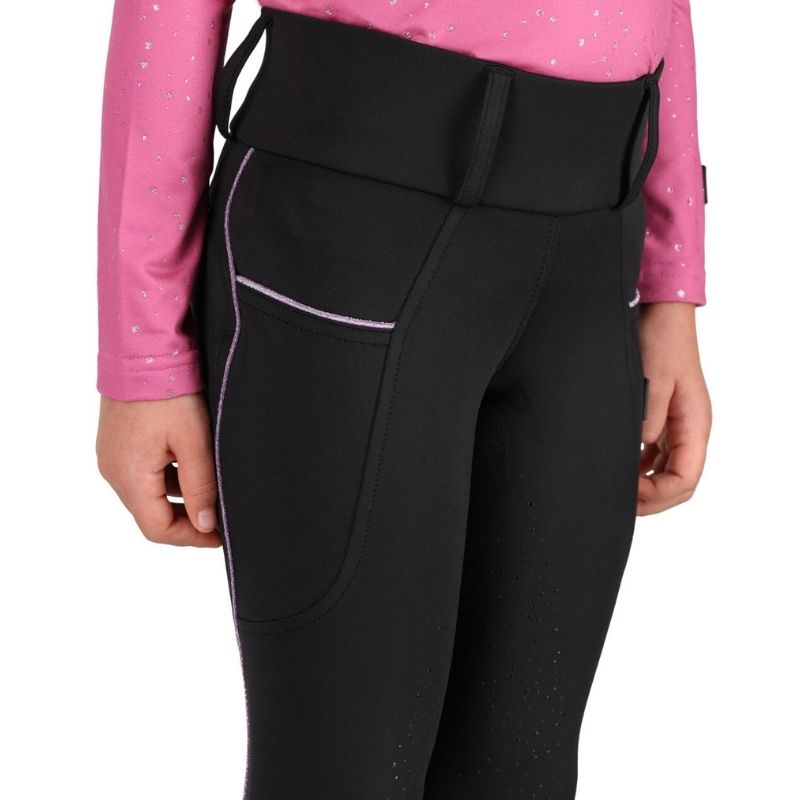 Winter-Reitleggings Kinder/Junior Isalyn Full Grip Schwarz