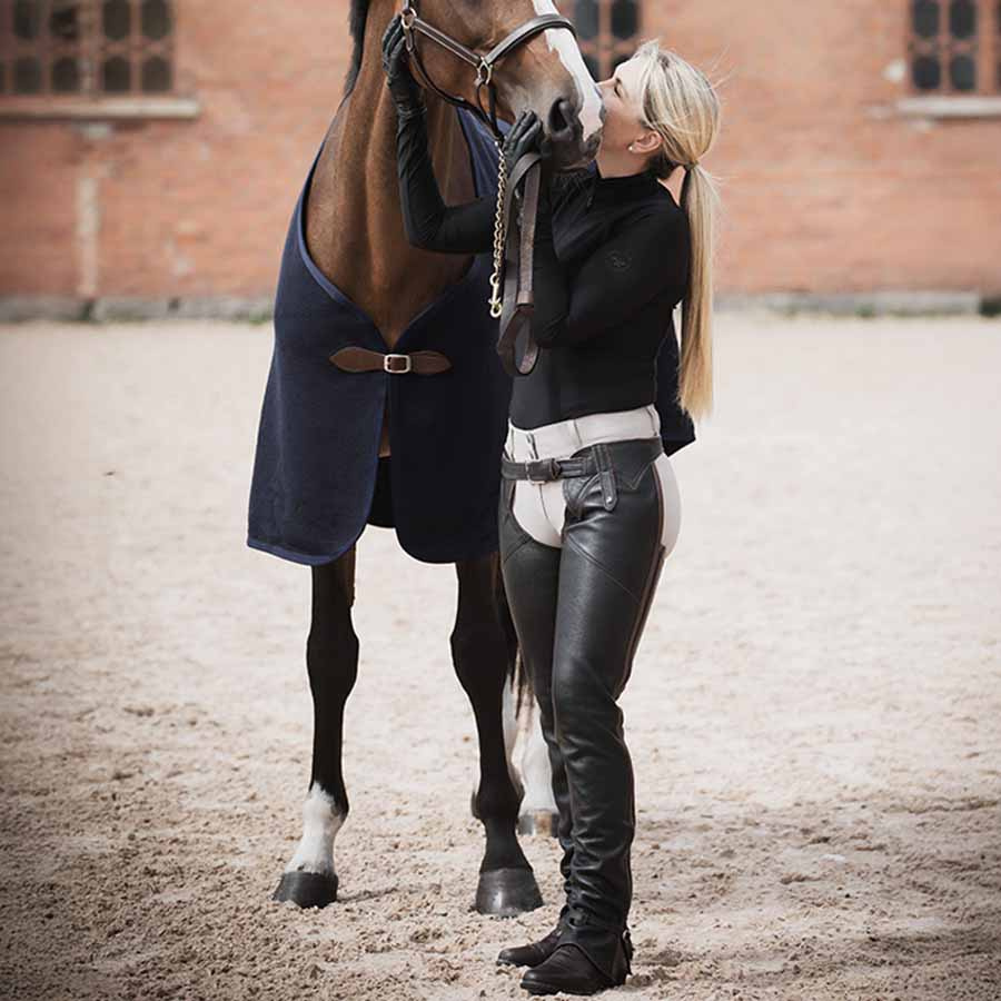 Lange Lederchaps Schwarz