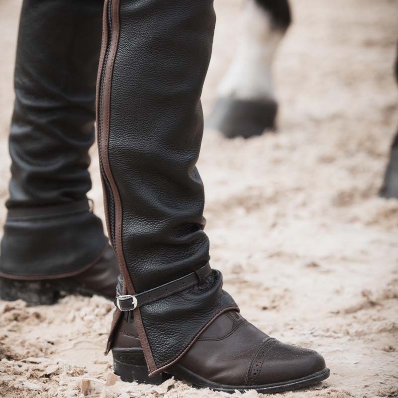 Lange Lederchaps Schwarz