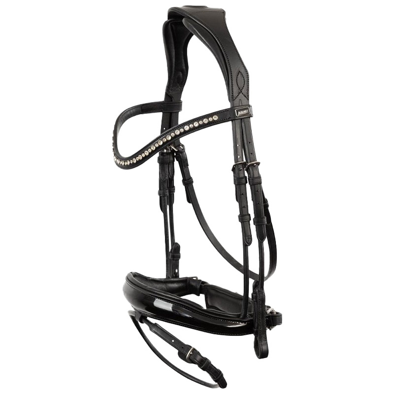 Anatomisches Dressur-Zaumzeug Comfort Fit Double Anatomical mit Zügeln Schwarz