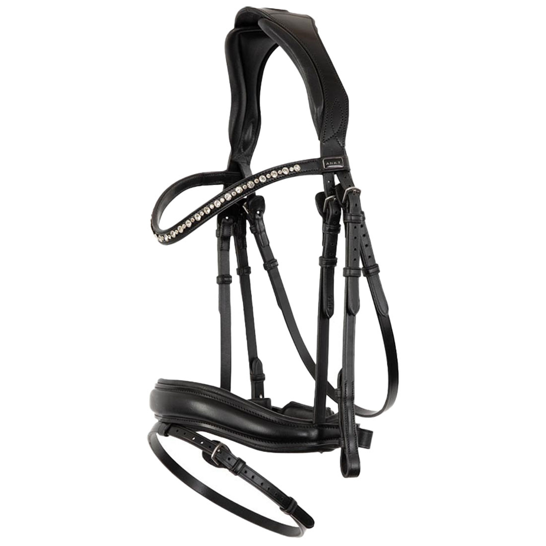Anatomisches Dressur-Zaumzeug Comfort Fit Pullback mit Zügeln Schwarz