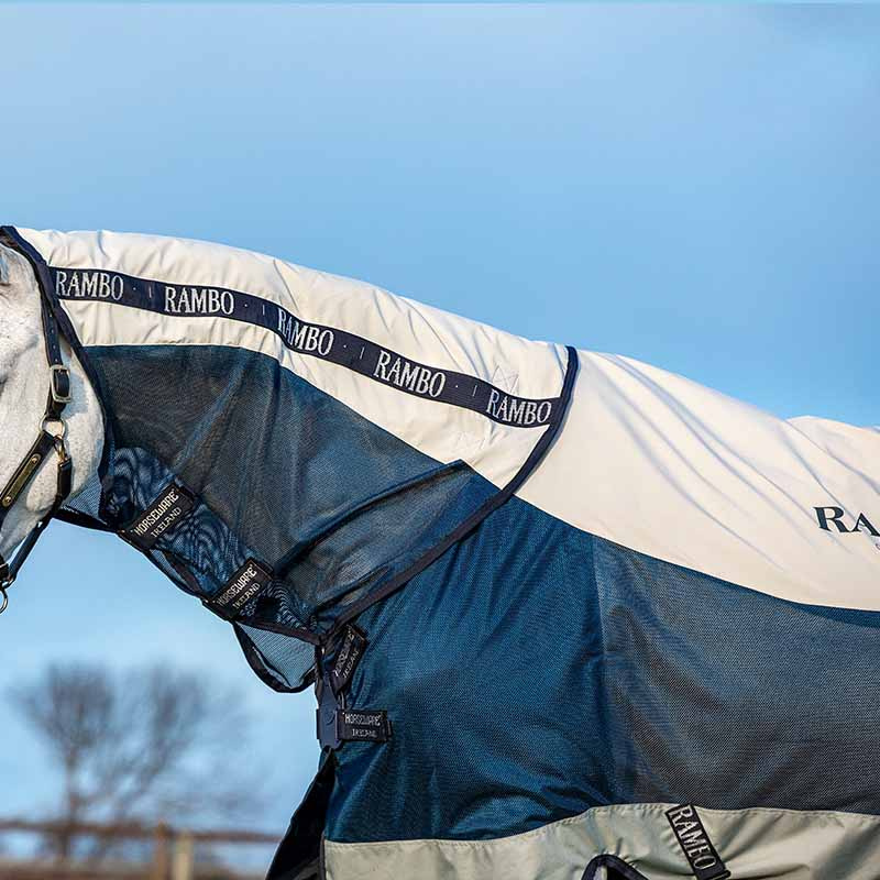 Regen-/Fliegen Decke Rambo Summer Series Marineblau/Grau