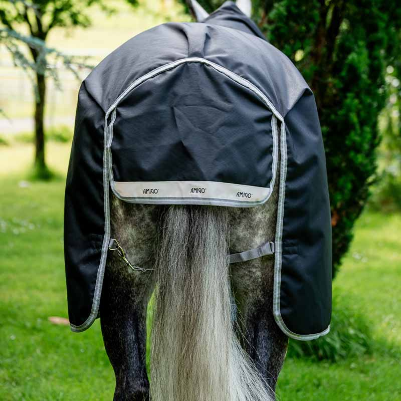 Weidedecke mit Kapuzenhaube Amigo Bravo 12 Plus 100g Schwarz/Grau