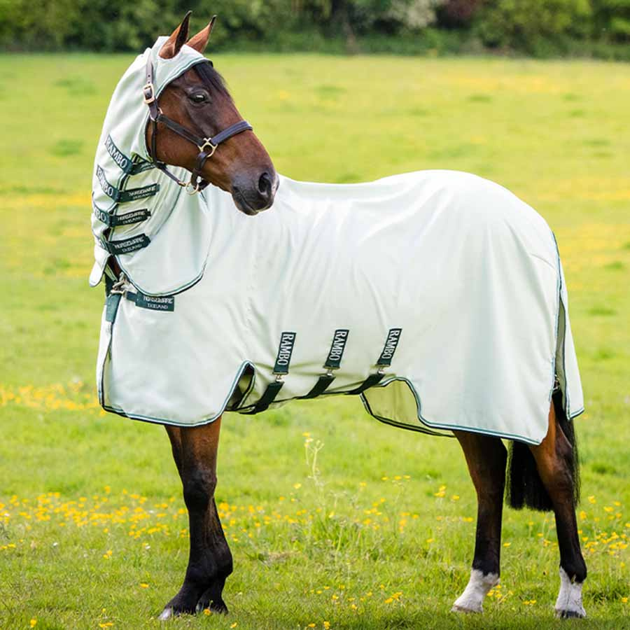 Rambo Hoody Fliegen- und Ekzemerdecke inkl. Fliegenhaube Hellgrün
