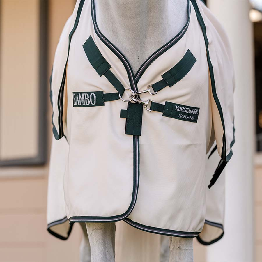 Fliegen- und Ekzemerdecke Rambo Hoody XL Beige/Grün/Silber