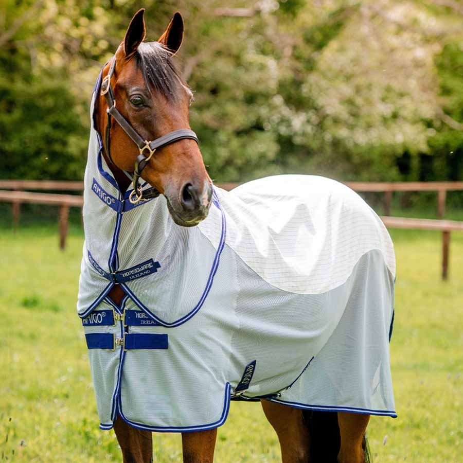 Fliegen- und Sommerdecke Amigo Airflow Plus Weiß/Grau/Blau