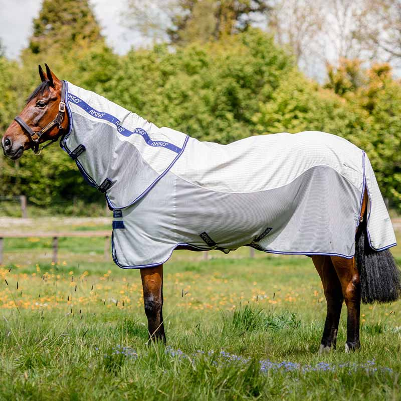 Fliegen- und Sommerdecke Amigo Airflow Plus Weiß/Grau/Blau