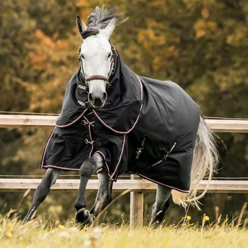 Winterdecke mit Halsteil Turnout Plus 200g 1200D Schwarz