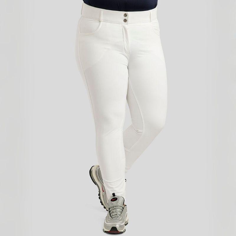 Reithose Megan Yati Curve Full Grip Weiß