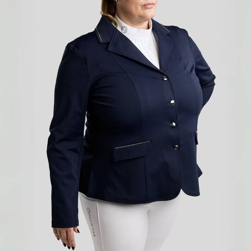 Turnierjacket MoFlair Softshell Gun Metal Crystals Curve Marineblau