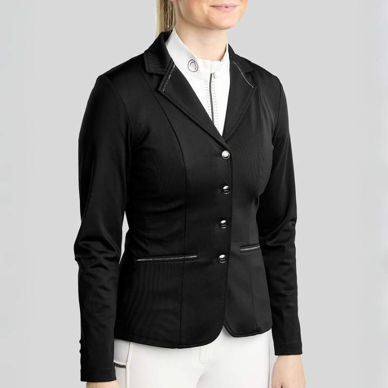 Turnierjacket MoKira Softshell Gun Metal Crystals Schwarz