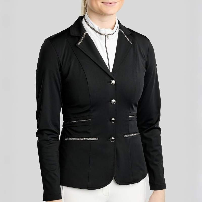 Turnierjacket MoKelly Softshell Gun Metal Crystals Schwarz