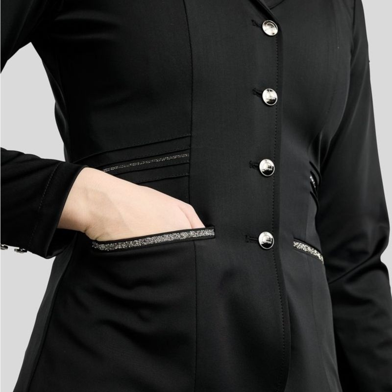 Turnierjacket MoKelly Softshell Gun Metal Crystals Schwarz