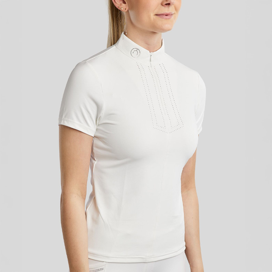Turniershirt MoVioletta Champagne Crystals Weiß