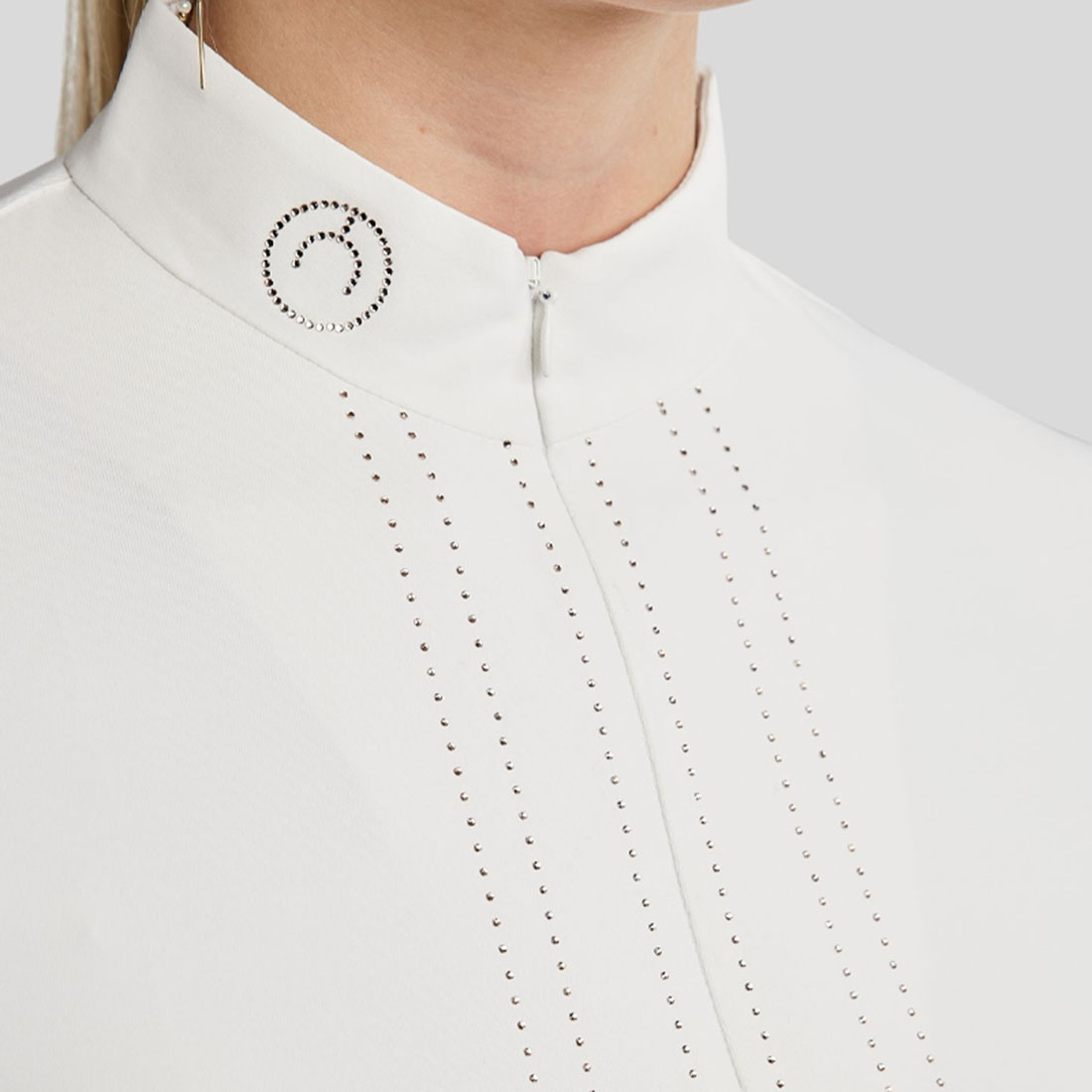 Turniershirt MoVioletta Champagne Crystals Weiß
