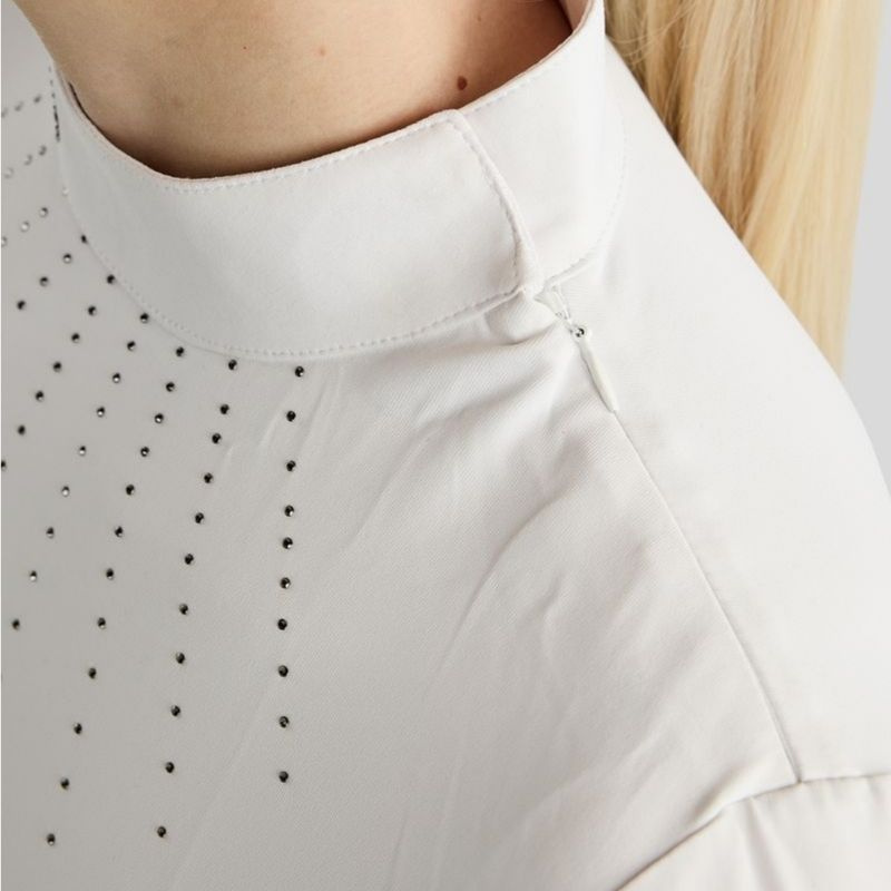 Turniershirt MoMina Short Sleeve Gun Metal Crystals Weiß