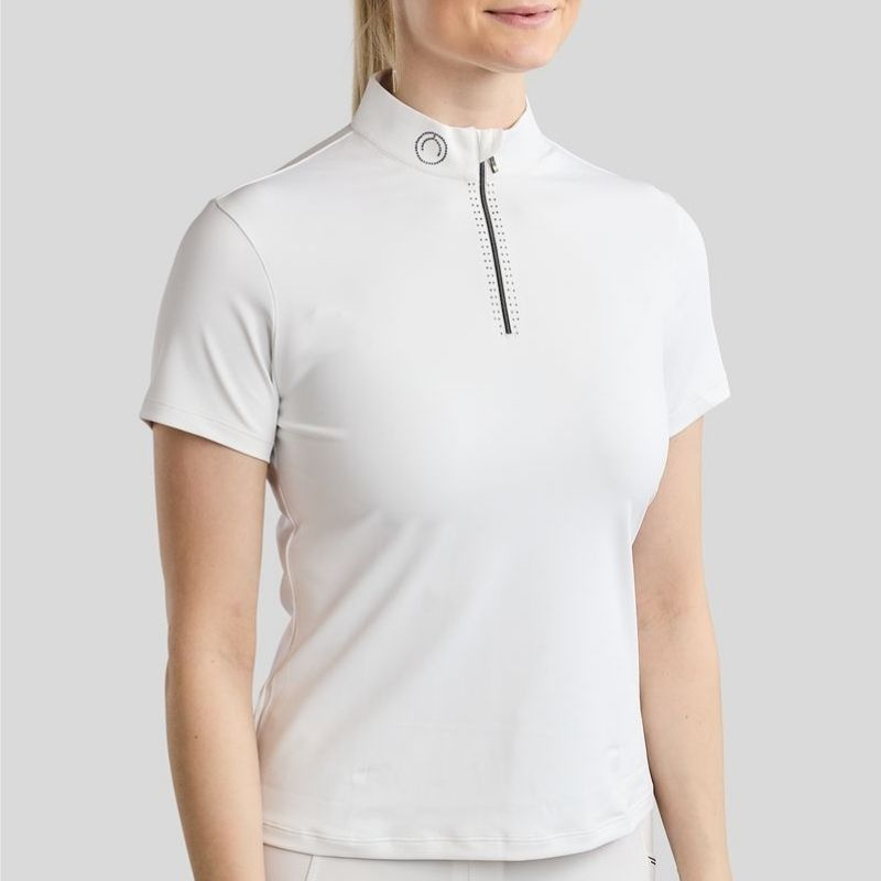 Turniershirt MoMaddy Short Sleeve Gun Metal Crystals Weiß