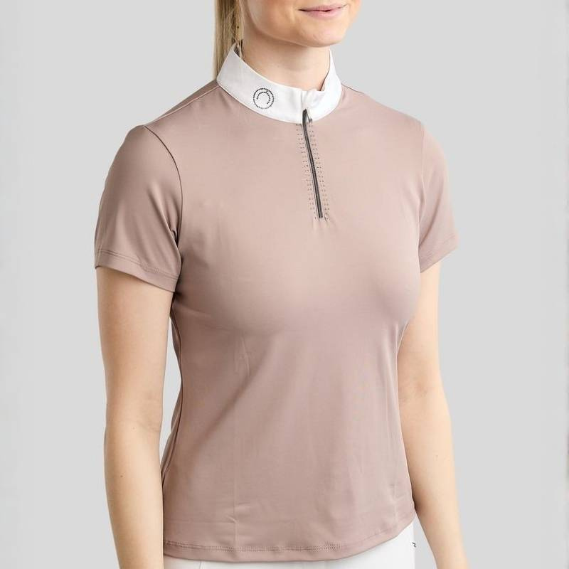 Turniershirt MoMaddy Short Sleeve Gun Metal Crystals Pearl Grey