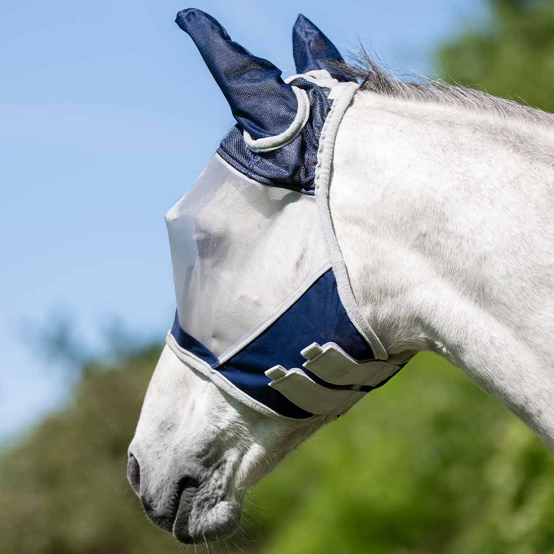 Fliegenhaube Shield Marineblau/Silber