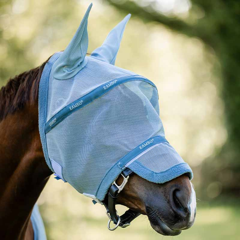 Fliegenhaube Rambo Hellblau/Blau/Silber