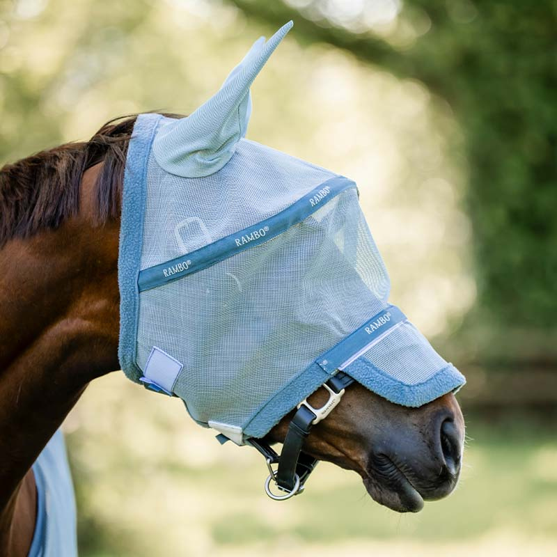 Fliegenhaube Rambo Hellblau/Blau/Silber